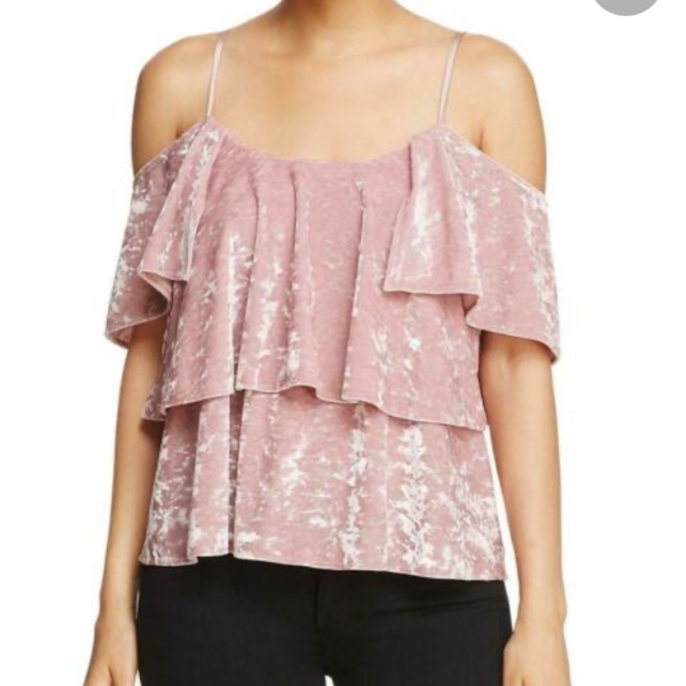 Show Me Your Mumu Cold Shoulder Crushed Velvet Top